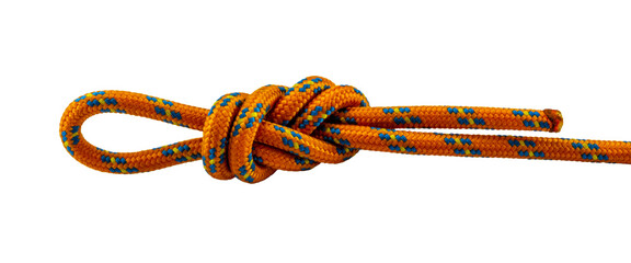 figure of eight knot orange rope example of with transparent background, png - obrazy, fototapety, plakaty