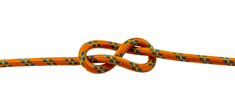 Savoy knot orange rope knot example with transparent background, png