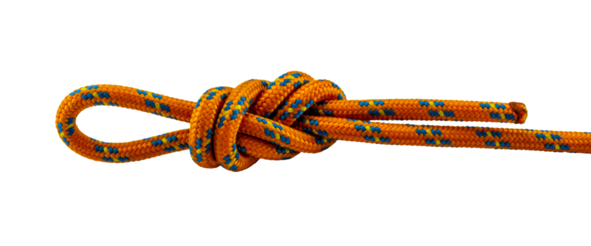 figure of eight knot orange rope example of with transparent background, png