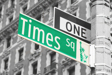 Color Splash Effect Photo of Times Square Sign in New York City. USA.
