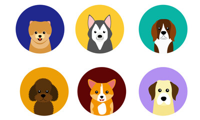 set of cute dogs, vector and illustration