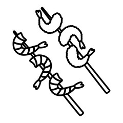 Yakitori Skewers. Japanese street food. Shrimp, tempura.