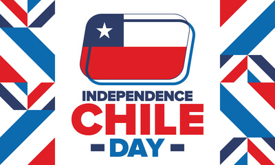 Chile Independence Day. Happy national holiday Fiestas Patrias. Freedom day. Celebrate annual in September 18. Chile flag. Patriotic chilean design. Poster, card, banner, template, background. Vector