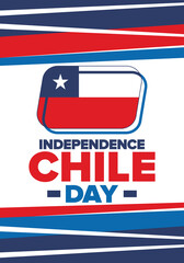 Chile Independence Day. Happy national holiday Fiestas Patrias. Freedom day. Celebrate annual in September 18. Chile flag. Patriotic chilean design. Poster, card, banner, template, background. Vector