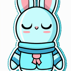 Animals character design. Rabbit Illustration for card, poster, sticker, clothing