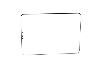Modern tablet computer stand with blank screen isolated on white background - mockup