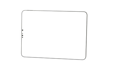 Black tablet computer with blank screen, isolated on white background - mockup