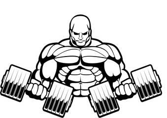Obraz premium Strong, inflated man, bodybuilder. Emblem for sports club.