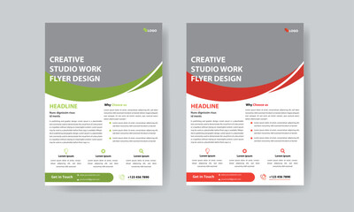 Creative studio work flyer design template. 2023