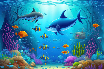 Obraz na płótnie Canvas Scene Design for The Happy Ocean World. Generative AI