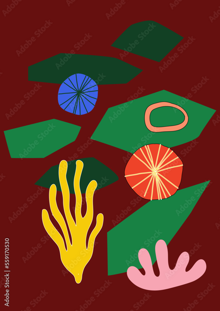 Poster doodle shape pattern. scribble style isolated elements. contemporary cute abstract forms. bright col