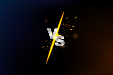 Fire vs icon. Boxing versus. Light V and S letters for sport team battle. Match fight. Challenge blank banner. Neon and glow text. Slash with sparks. Competitive clash. Vector background - obrazy, fototapety, plakaty