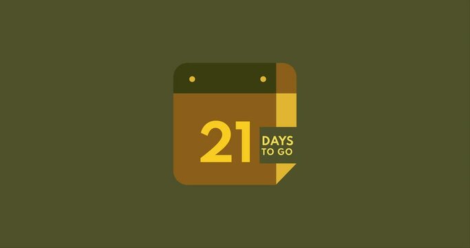 21 days to go calendar icon, 21 days countdown modern animation, Countdown left days