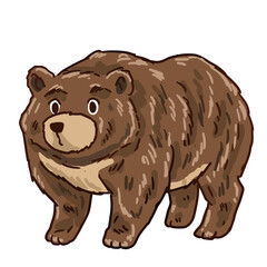 grizzly bear cartoon style transparent background
