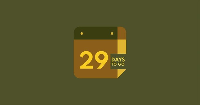 29 days to go calendar icon, 29 days countdown modern animation, Countdown left days
