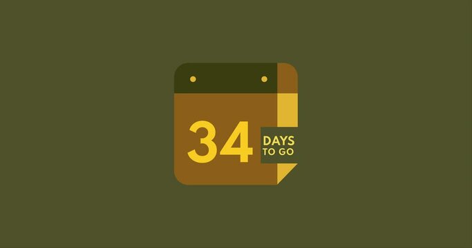 34 days to go calendar icon, 34 days countdown modern animation, Countdown left days
