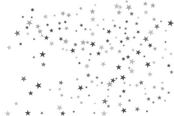 Star confetti. Silver casual confetti background. Bright design pattern.