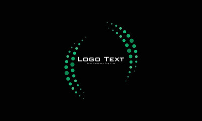 Spine Clinic Logo, Two Vertical Arcs From Green Dots, Spine Doctor Vector Logotype Template On Black Background.
