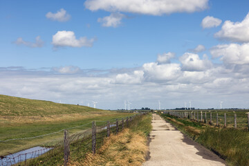 Country road outside the dike in Dutch Province Groningen