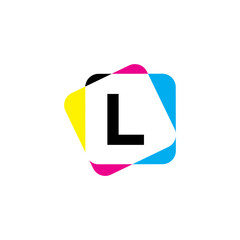 Letter L with CMYK Color Logo Design 002