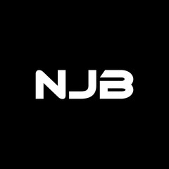 NJB letter logo design with black background in illustrator, vector logo modern alphabet font overlap style. calligraphy designs for logo, Poster, Invitation, etc.