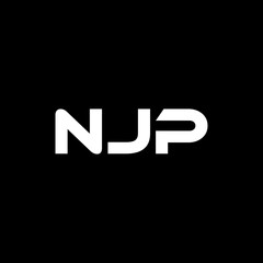 NJP letter logo design with black background in illustrator, vector logo modern alphabet font overlap style. calligraphy designs for logo, Poster, Invitation, etc.
