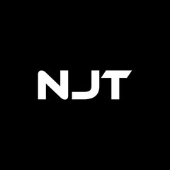 NJT letter logo design with black background in illustrator, vector logo modern alphabet font overlap style. calligraphy designs for logo, Poster, Invitation, etc.