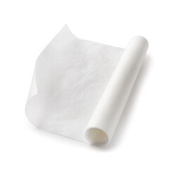 Roll of baking paper on white background