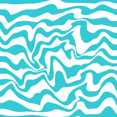 Distorted wave blue texture. Abstract dynamical rippled surface. Vector stripe deformation background. Mesh, grid pattern of lines.