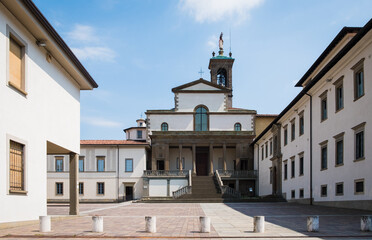 Pontida, Italy - April 29, 2022: Monastero di San Giacomo, monastery located in San Martino valley,...