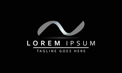 Abstract Trendy Curve Of Wave In Swoosh Style, Vector And Logo Design, Monogram Letter N Logo Design Wavy Ribbons Lines.