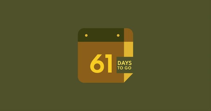 61 days to go calendar icon, 61 days countdown modern animation, Countdown left days
