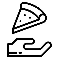 hand with pizza slice line 