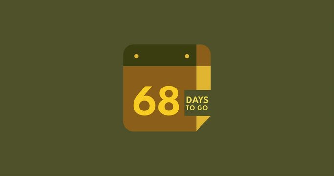 68 days to go calendar icon, 68 days countdown modern animation, Countdown left days