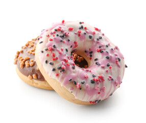 Sweet donuts isolated on white background