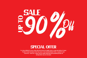Sale Discount Tag 90% Percent Off Typography Text Red Background advertising marketing sales