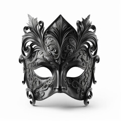 Carnival mask black color isolated on white. AI generative