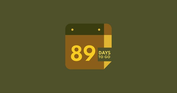 89 days to go calendar icon, 89 days countdown modern animation, Countdown left days