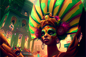 Obraz na płótnie Canvas Generative AI render of the carnival in Rio