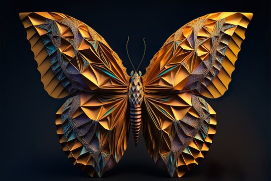 butterfly origami style all body symmetry front view