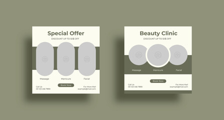 Beauty Center Makeup Social media post Banner Square Flyer Template Design. trendy, social media, Health Care template easy to customizable. Vector Illustrator