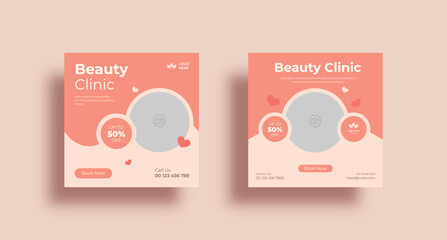 Beauty Center Makeup Social media post Banner Square Flyer Template Design. trendy, social media, Health Care template easy to customizable. Vector Illustrator