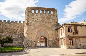 entry gate to Coca town (Puerta de la Villa - Puerta de Segovia), province of Segovia, Castile and...