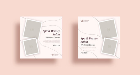 Beauty Center Makeup Social media post Banner Square Flyer Template Design. trendy, social media, Health Care template easy to customizable. Vector Illustrator