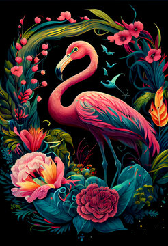 Generative AI render of a flamingo © Schneestarre