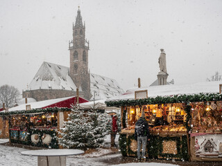 Christmas Market Bolzano snowy day
