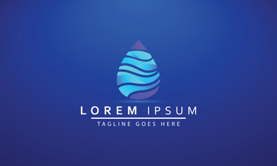Pure water abstract sign. Branding Identity Corporate logo design template Isolated on a dark blue background