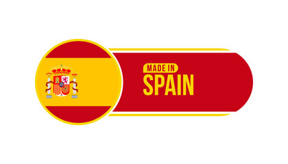 illustration Made in Spain. Product packaging label with Spain flag. Vector illustrationof a label