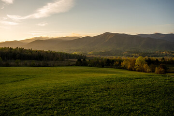 Morning Sun Throws Soft Light Over Cades Cove