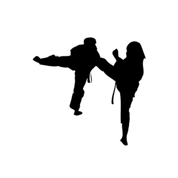 silhouette of a martial arts move with a transparent background